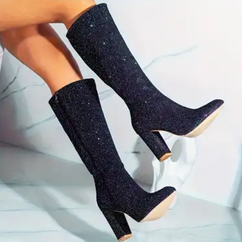 women’s size 9 Midnight Glitter Heeled Boots